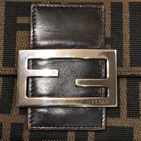 Fendi Wallet Silver Buckle Zucca Leather Long Wallet EUC - Picture 2 of 12